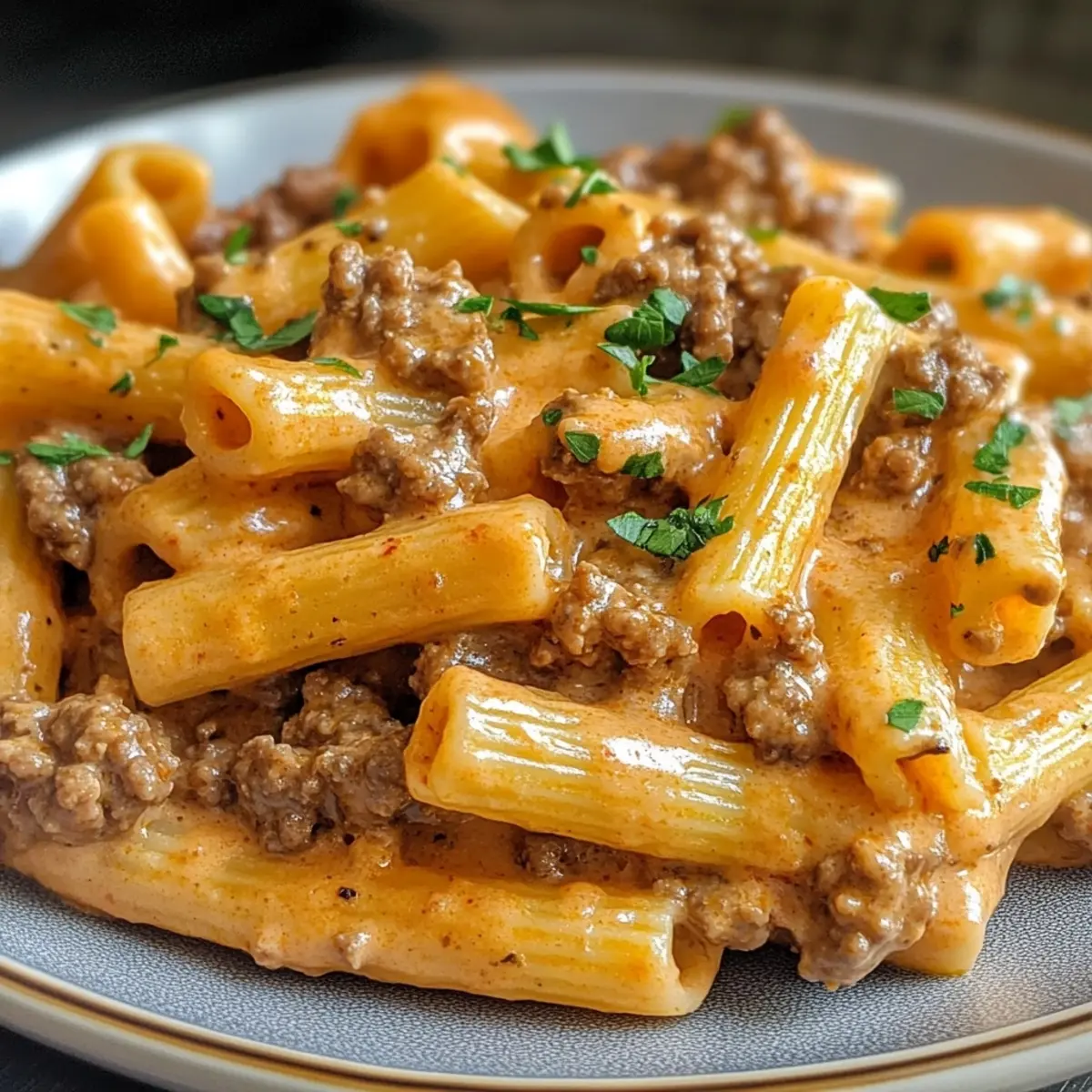 Creamy Rotel Pasta with Ground Beef