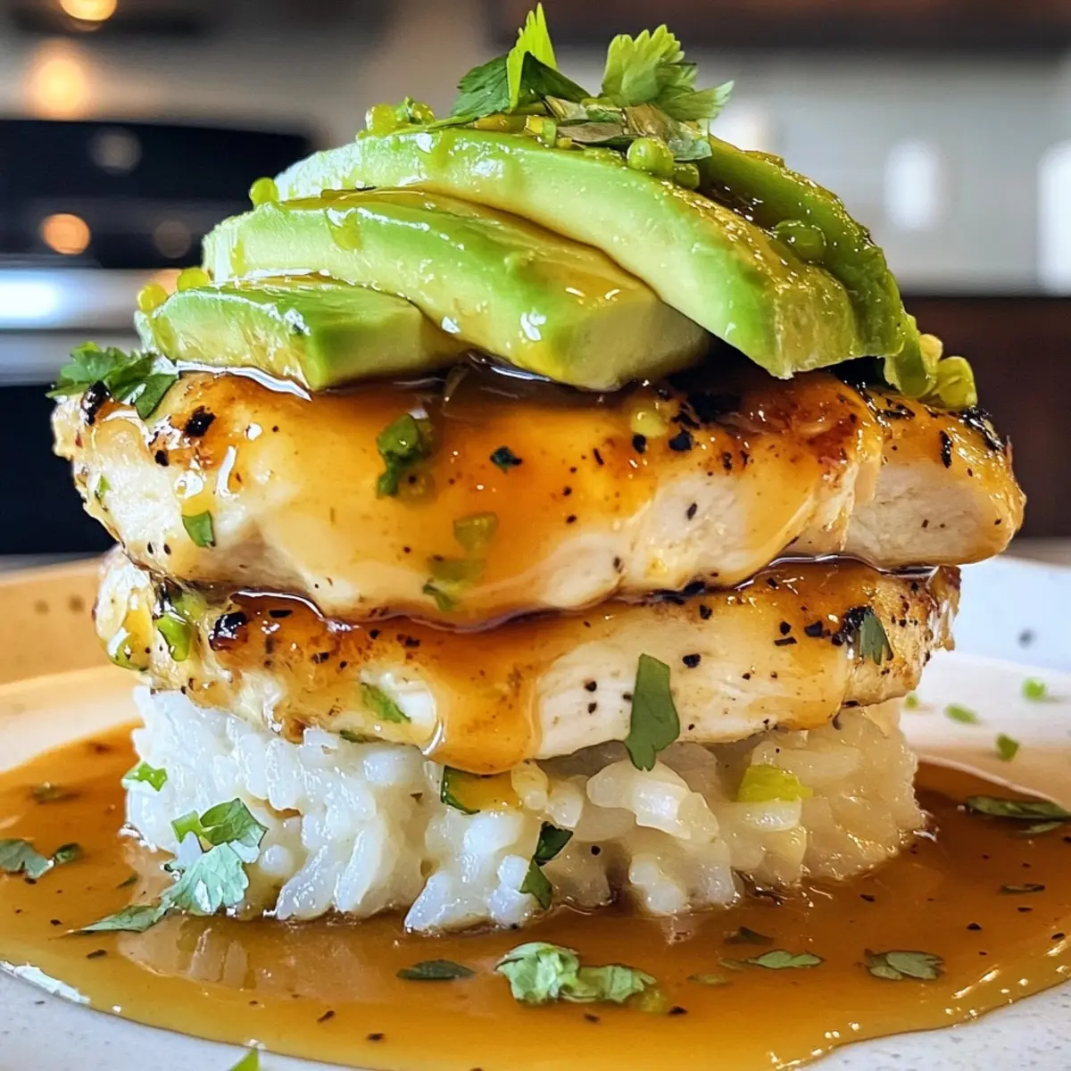Tangy Honey Lime Chicken & Avocado Rice Stack That Delights