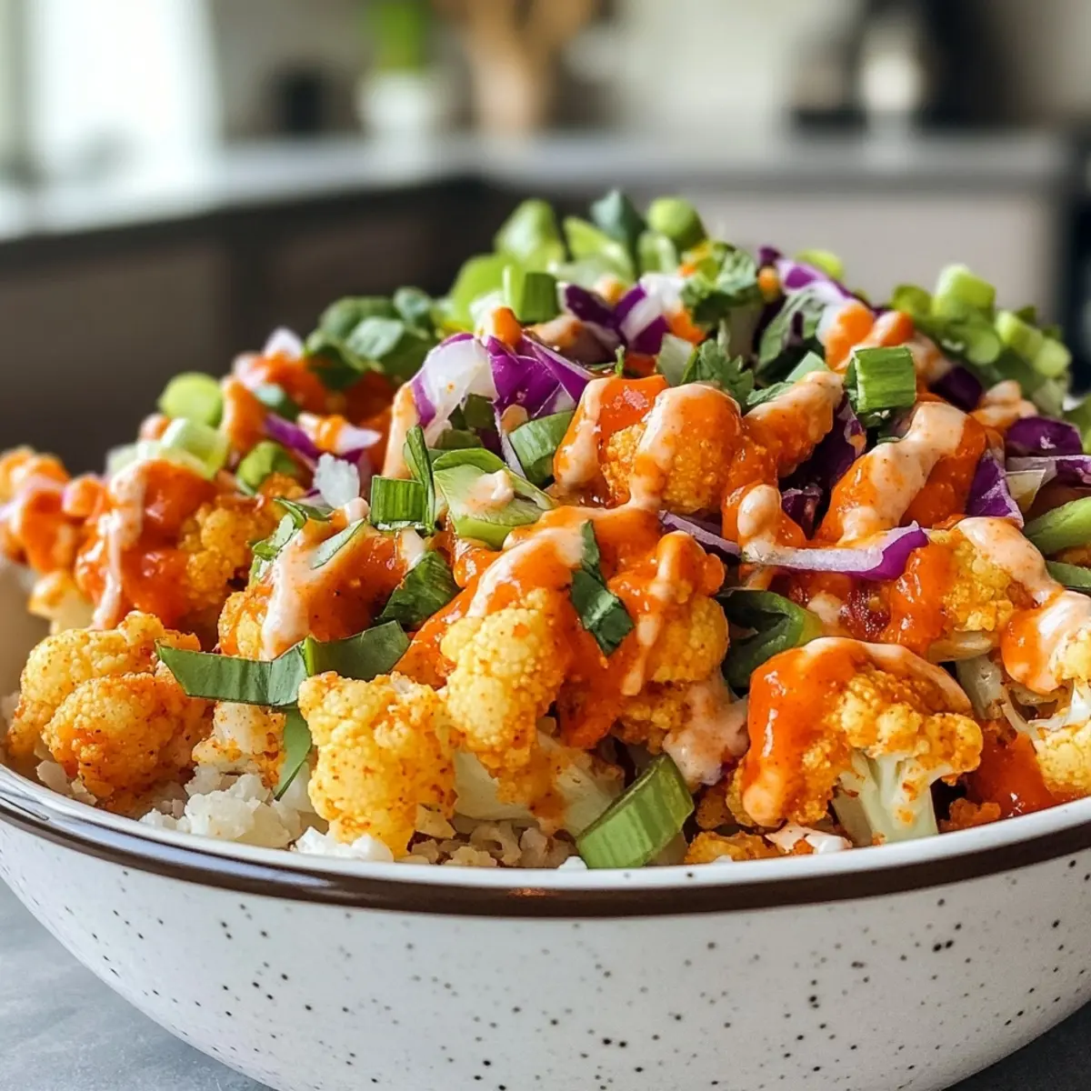 Crispy Cauliflower Buffalo Bowls