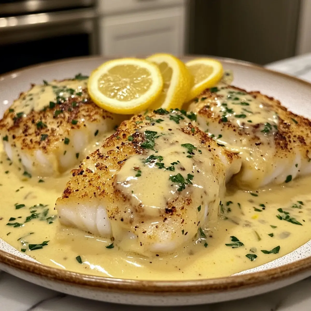 Baked Cod in Coconut Lemon Cream Sauce