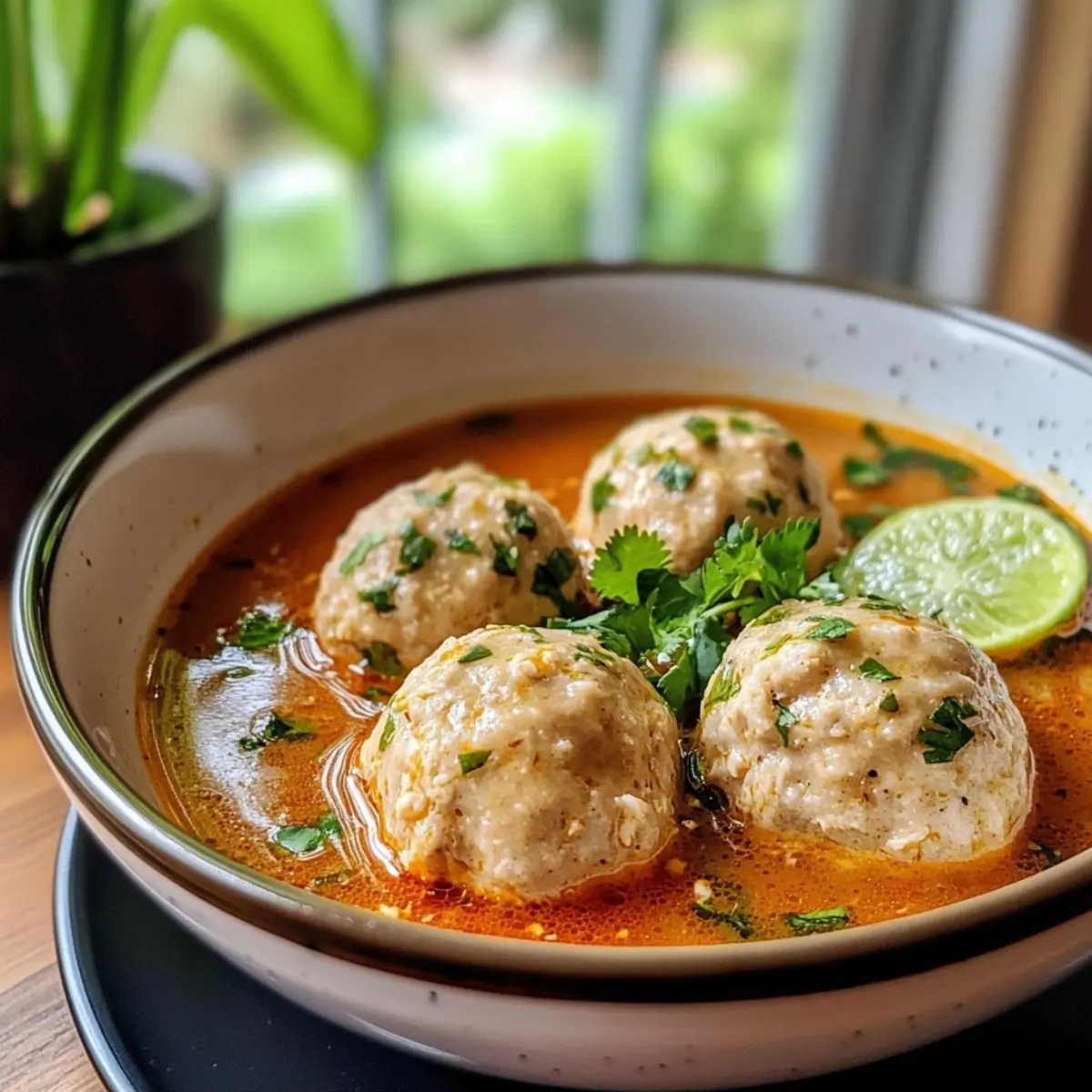 Thai Inspired Chicken Meatball Soup