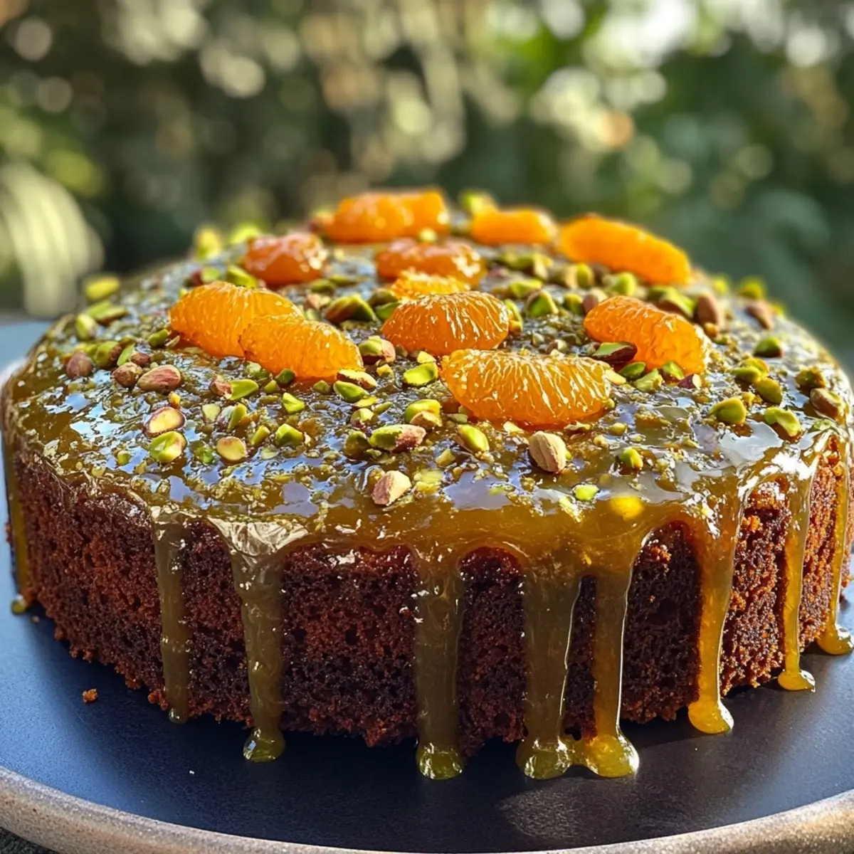Orange Cardamom Date Cake with Pistachio Crust
