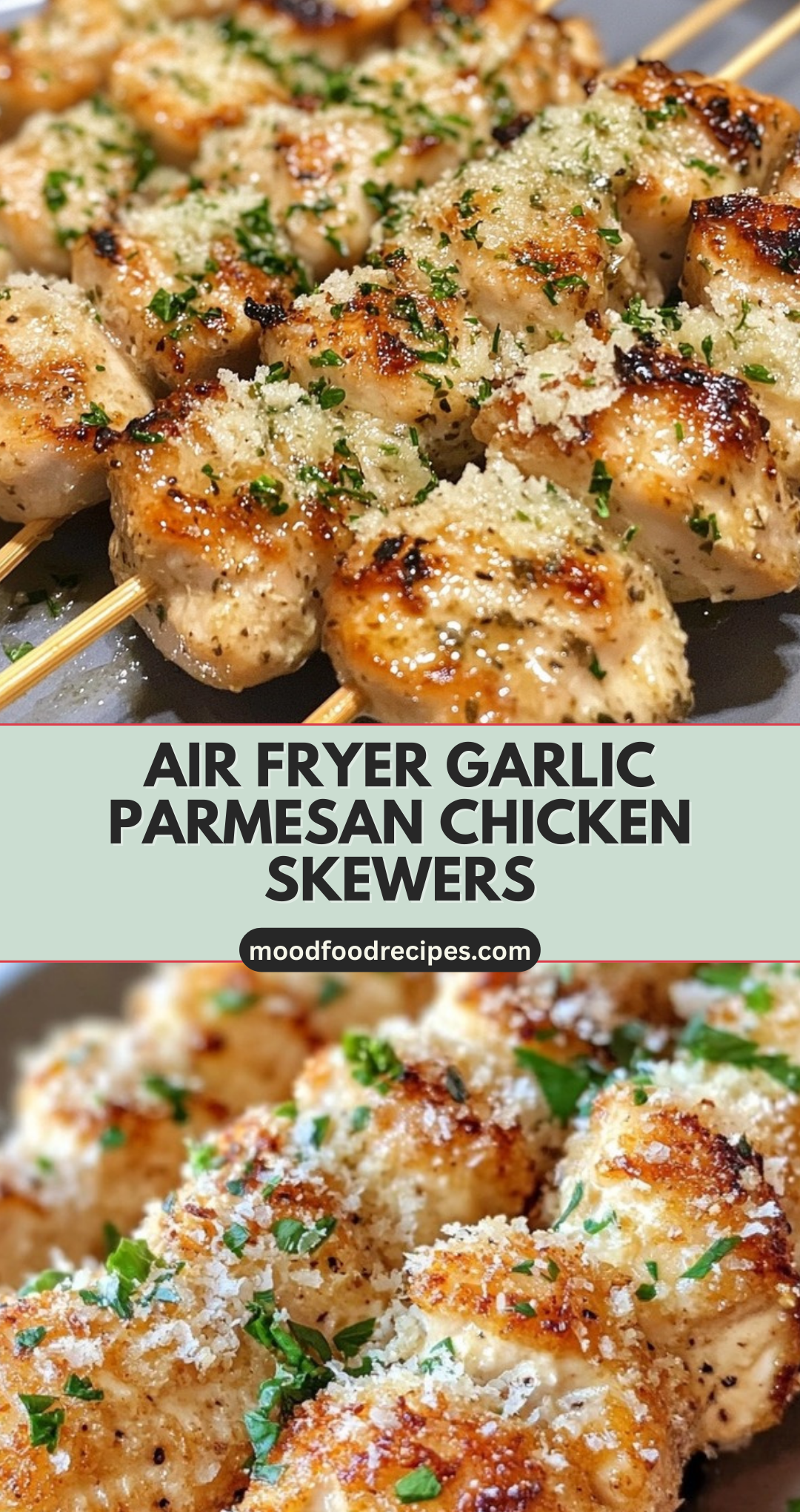 Air Fryer Garlic Parmesan Chicken Skewers
