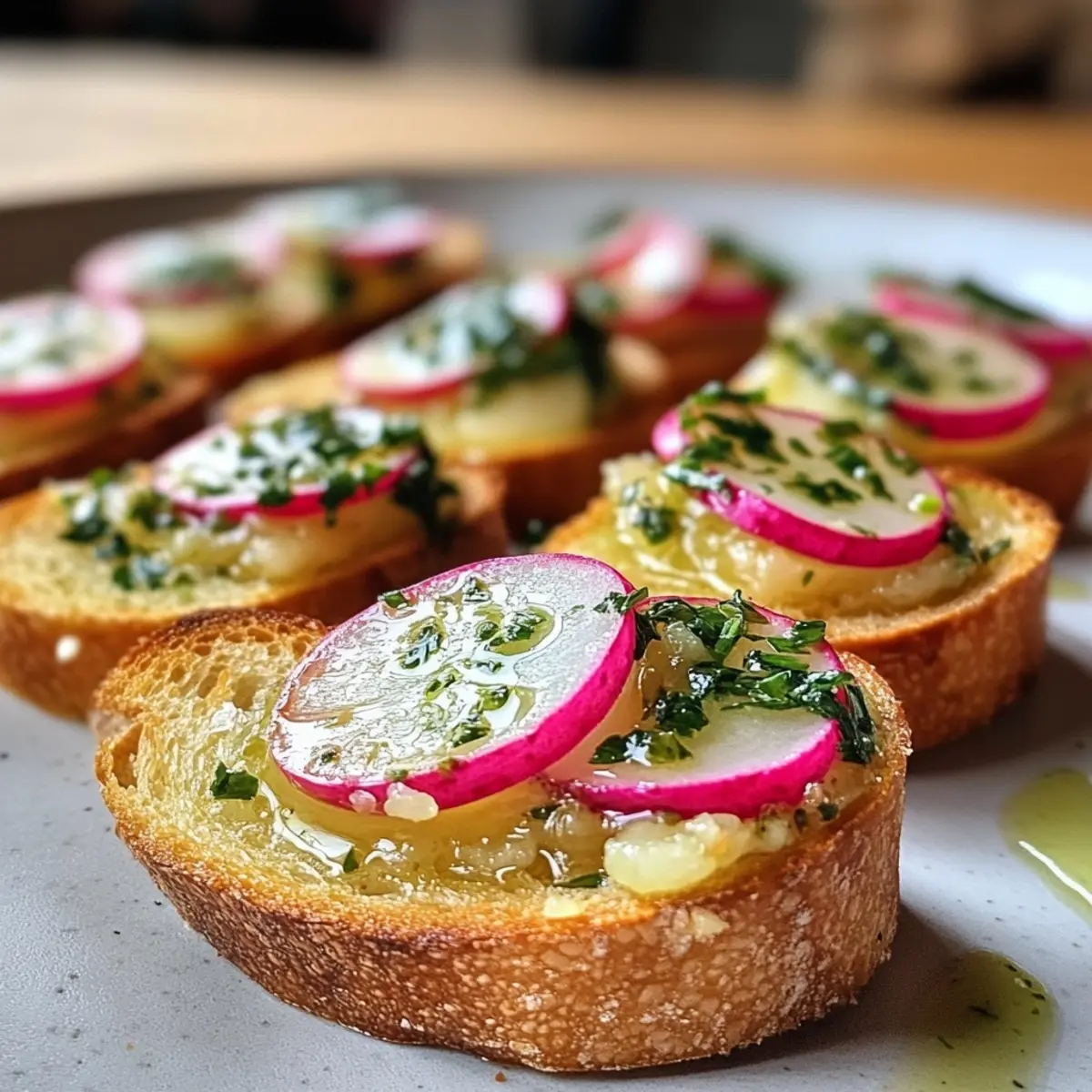 Crispy Radish and Herb Butter Crostini