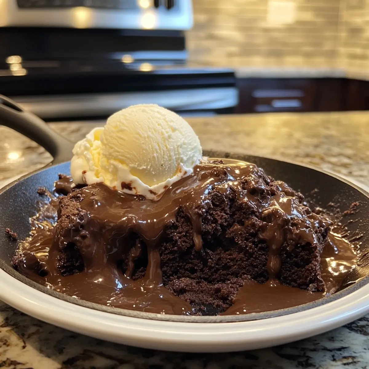 Weight Watchers Chocolate Skillet Cake with Ice Cream (Low-Point, Warm & Gooey)