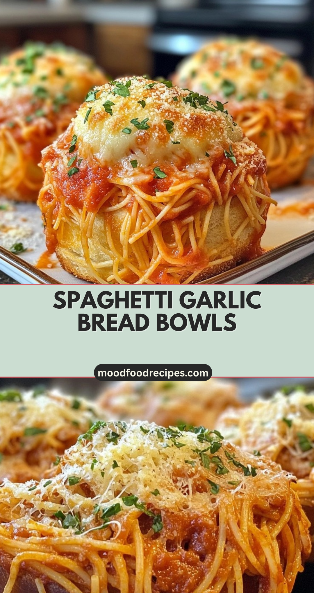 Spaghetti Garlic Bread Bowls