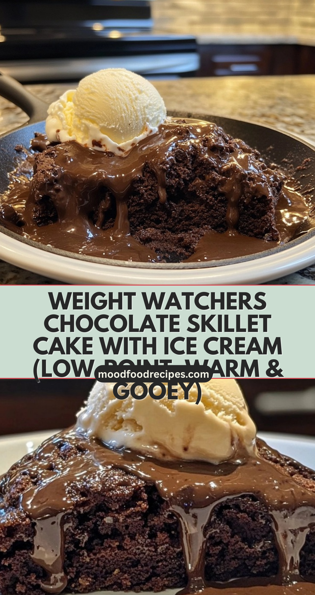 Weight Watchers Chocolate Skillet Cake with Ice Cream (Low-Point, Warm & Gooey)